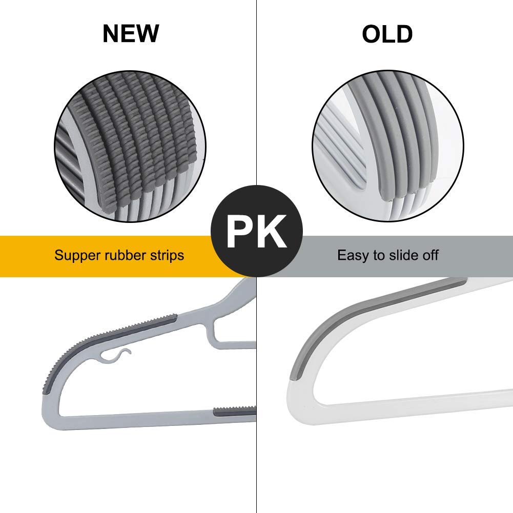 30 Pack Plastic Clothes Hangers, Gray, Non-Slip, Space-Saving