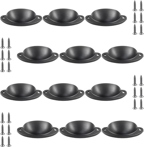 12pcs Antique Cup Drawer Pulls, Black Bin Cup Pulls Knobs, Cabinet Pull Handles , Furniture (3.2 Inch Length, 2.6 Inch