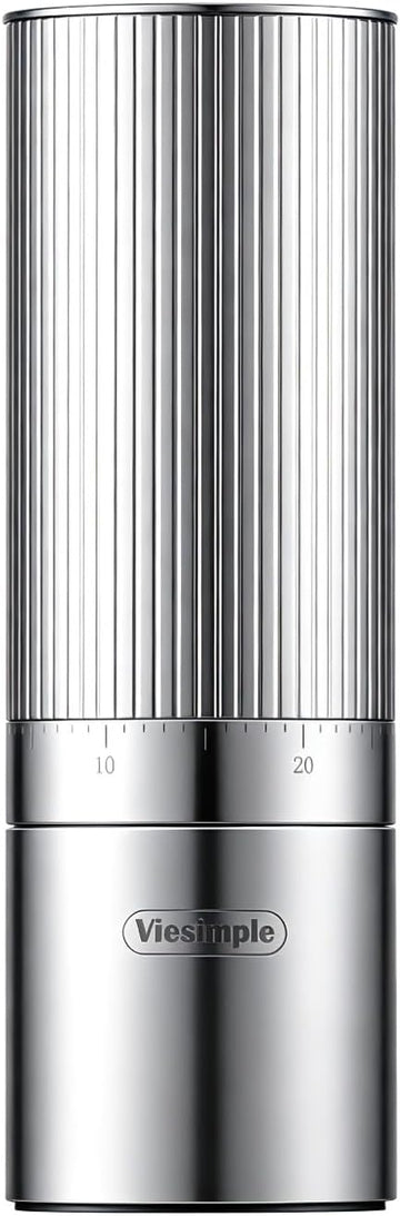 V6 Pro Portable Electric Burr Coffee Grinder, 60 Settings, Silver | All-metal body delivers fast, low-mess grinding