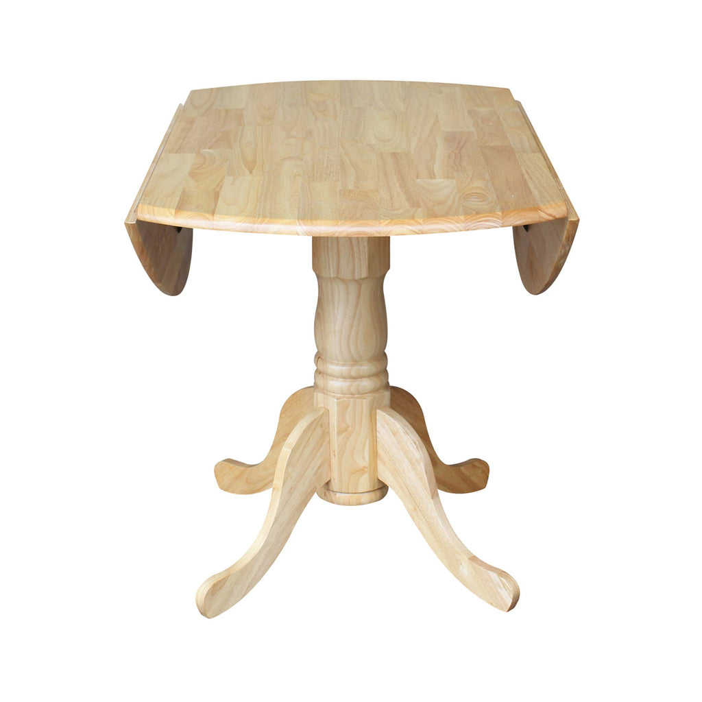 42" Solid Wood Drop Leaf Pedestal Dining Table