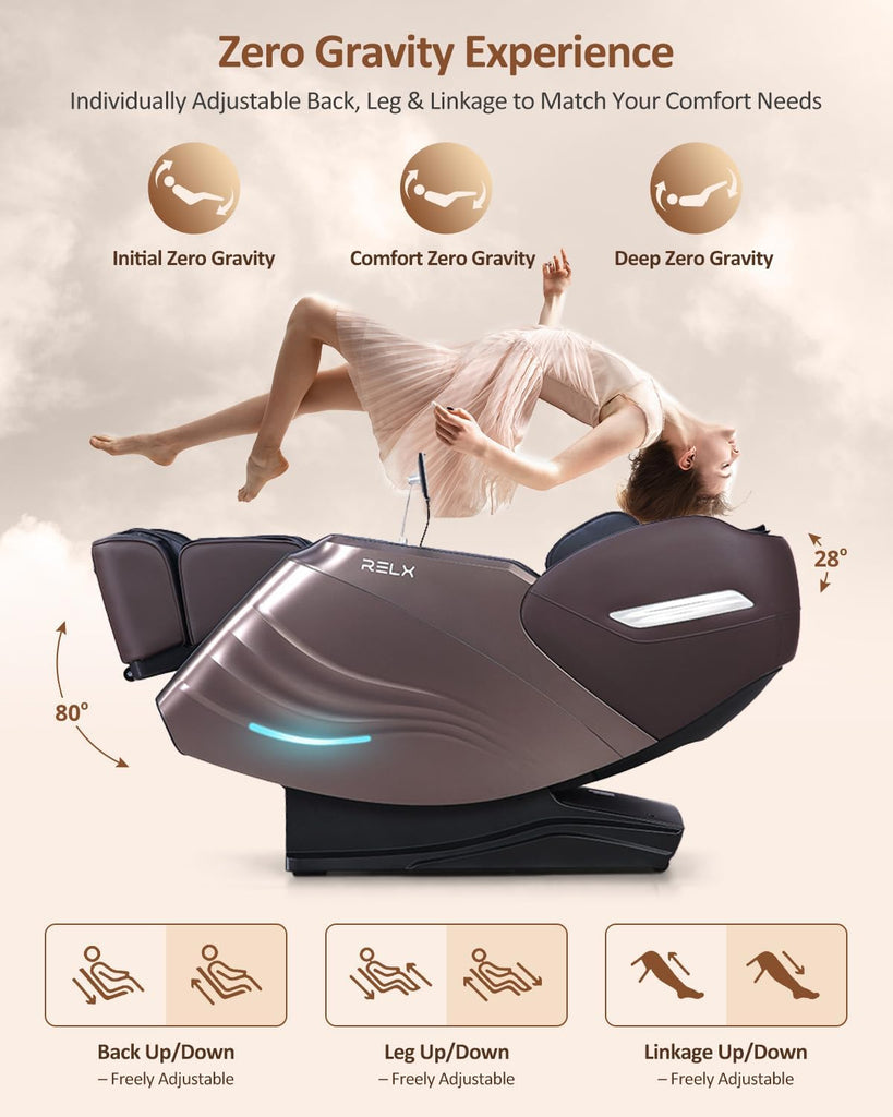 2026 Massage Chair Full Body, Body Scan, Zero Gravity Recliner, Brown | 20-Mode Shiatsu Massage Chair with SL-Track