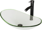 Tempered Glass Vessel Sink Bathroom, 20.8"x13.7" Oval Clear Above Counter Sink Bowl