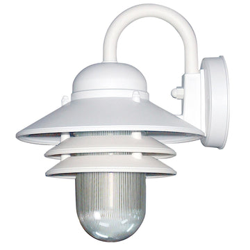 Nautical Style Outdoor Wall Fixture, Medium Base Socket (E26), Weatherproof Polycarbonate, Prismatic Acrylic