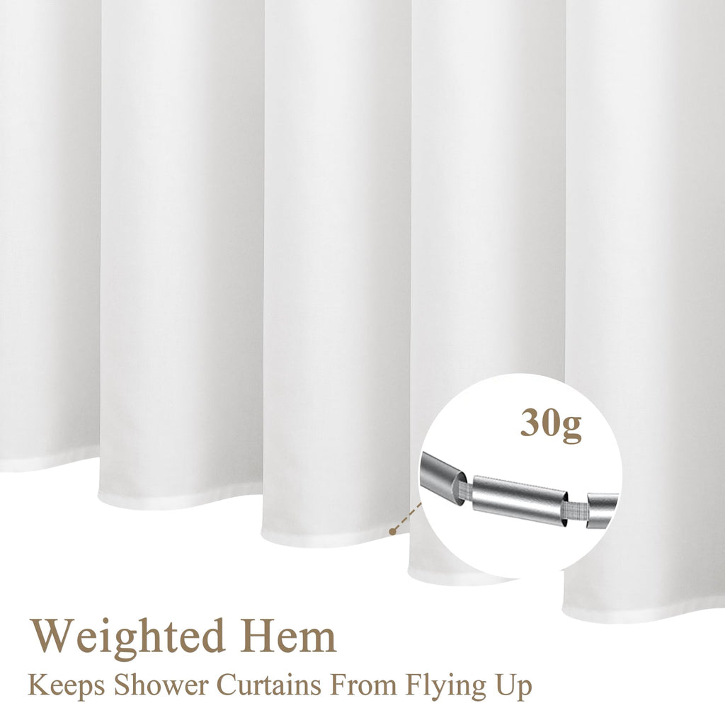 Extra Long Linen Shower Curtain 96 Inches White