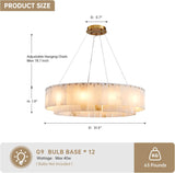 31.5" D Alabaster Morden Chandeliers for Dining Room 12 Lights Round Pendant Light Fixture Kitchen Island Entryway Living Room,Brass A125-B0DSBYXX55