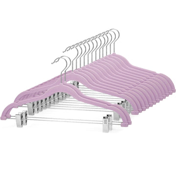 Velvet Skirt Hangers 24 Pack, Pants Hangers with Clips - Purple