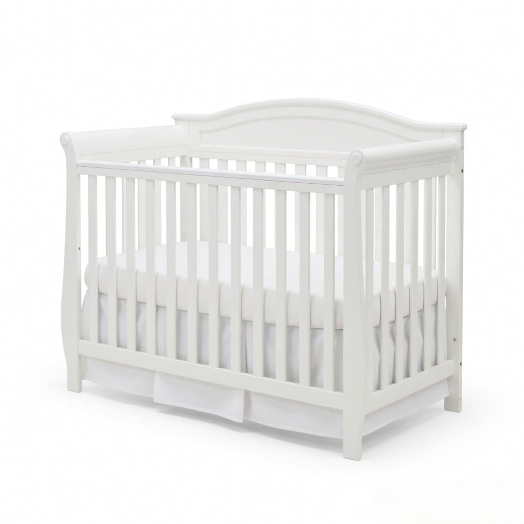 White Pleated Crib Skirt; 100% Natural Cotton Nursery Crib Bedding Skirt for Baby Boys and Girls; Crib Dust Ruffle