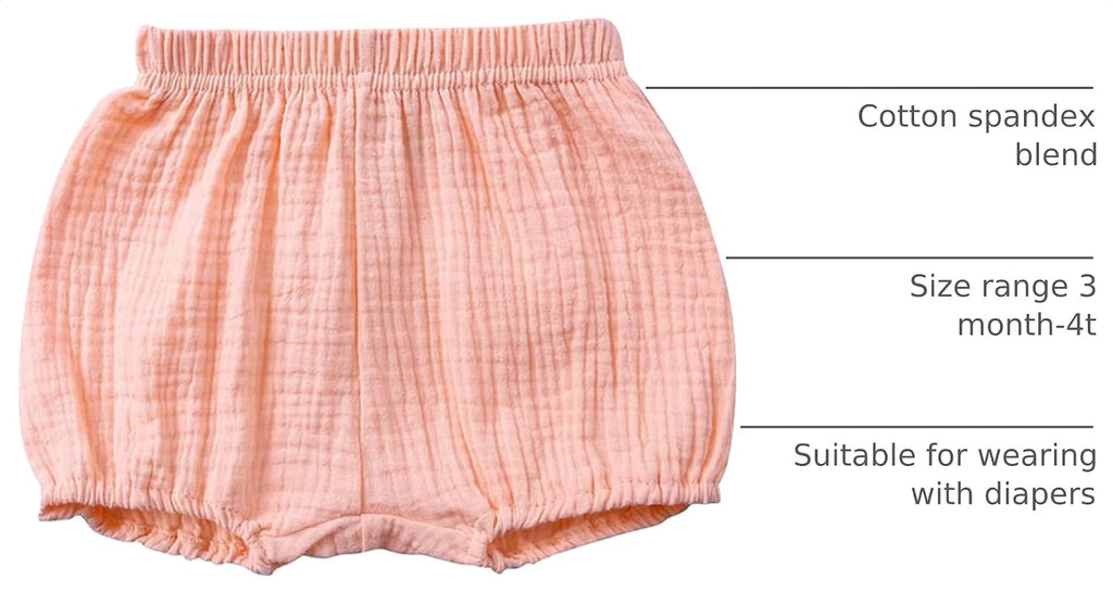 Baby Girls Boys 3 Pack Cotton Linen Blend Cute Bloomer Shorts Loose Harem Shorts