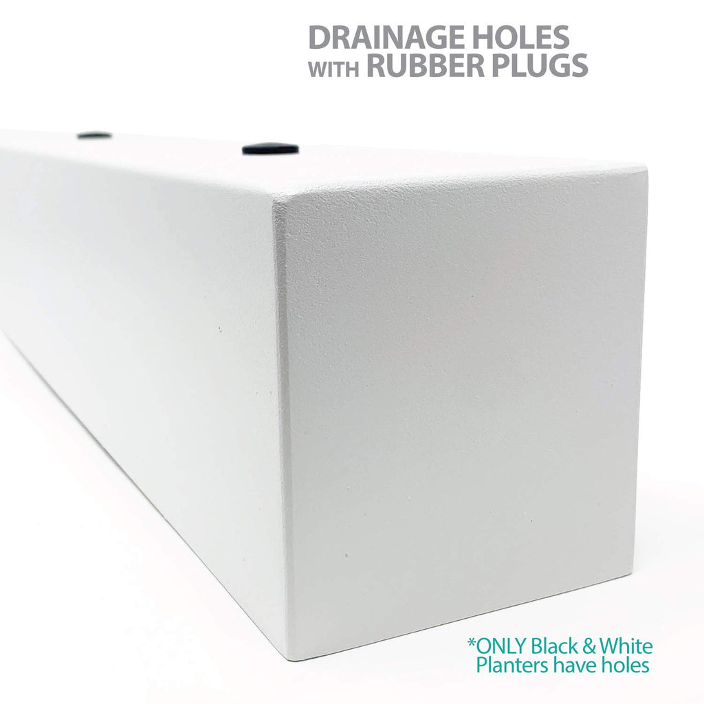 Modern Metal Trough Rectangle Planter 32 inch, White