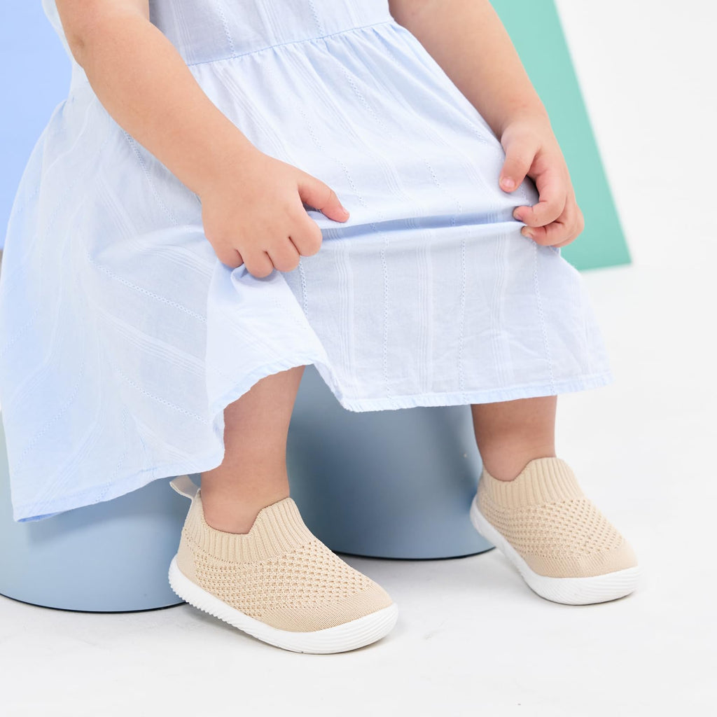 Toddler Shoes Baby Walking Sock Shoes Non-Slip Breathable Boys & Girls Sneakers Infant Tennis Shoe Khaki