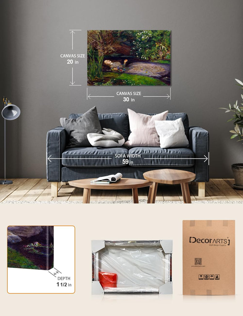 Ophelia Canvas Wall Art, Gallery Wrapped, 30x20
