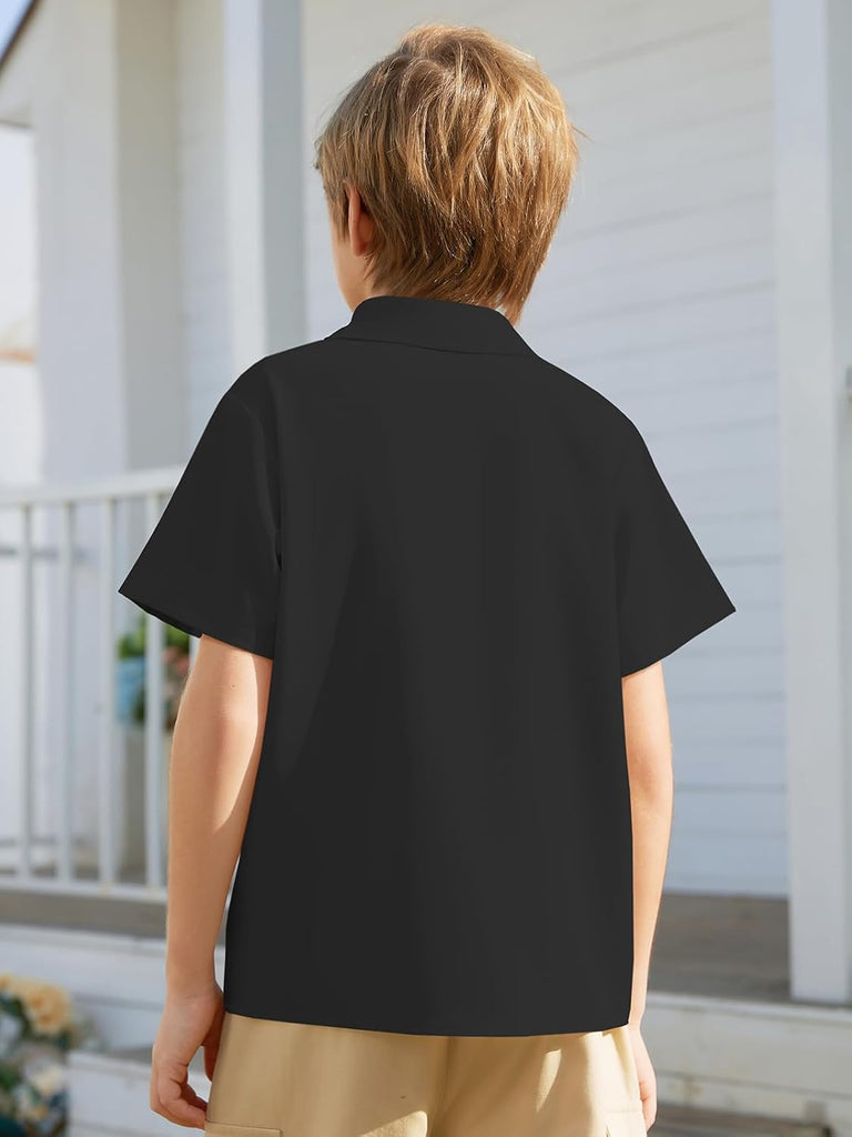 Boys Button Down Shirts Short Sleeve Formal Uniform