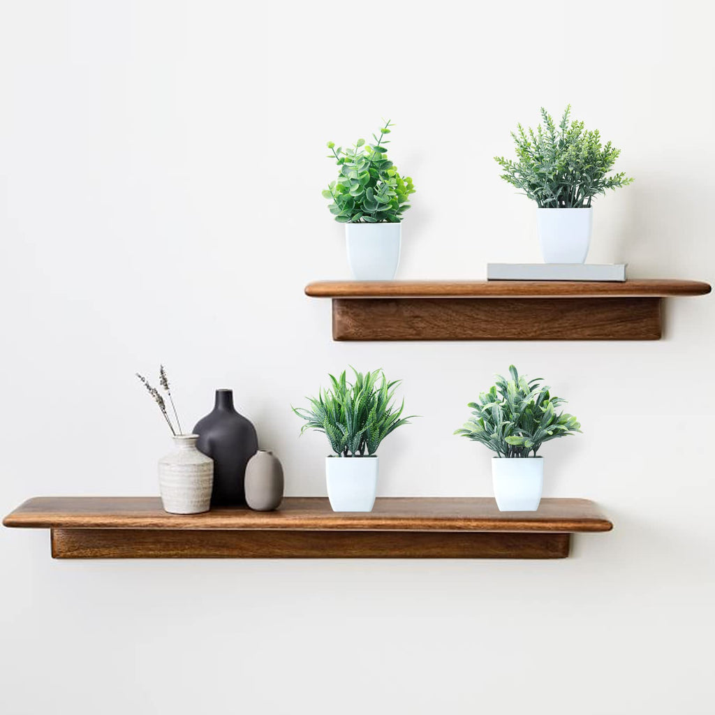 4 Pack Fake Plants in White Pot Small Artificial Eucalyptus