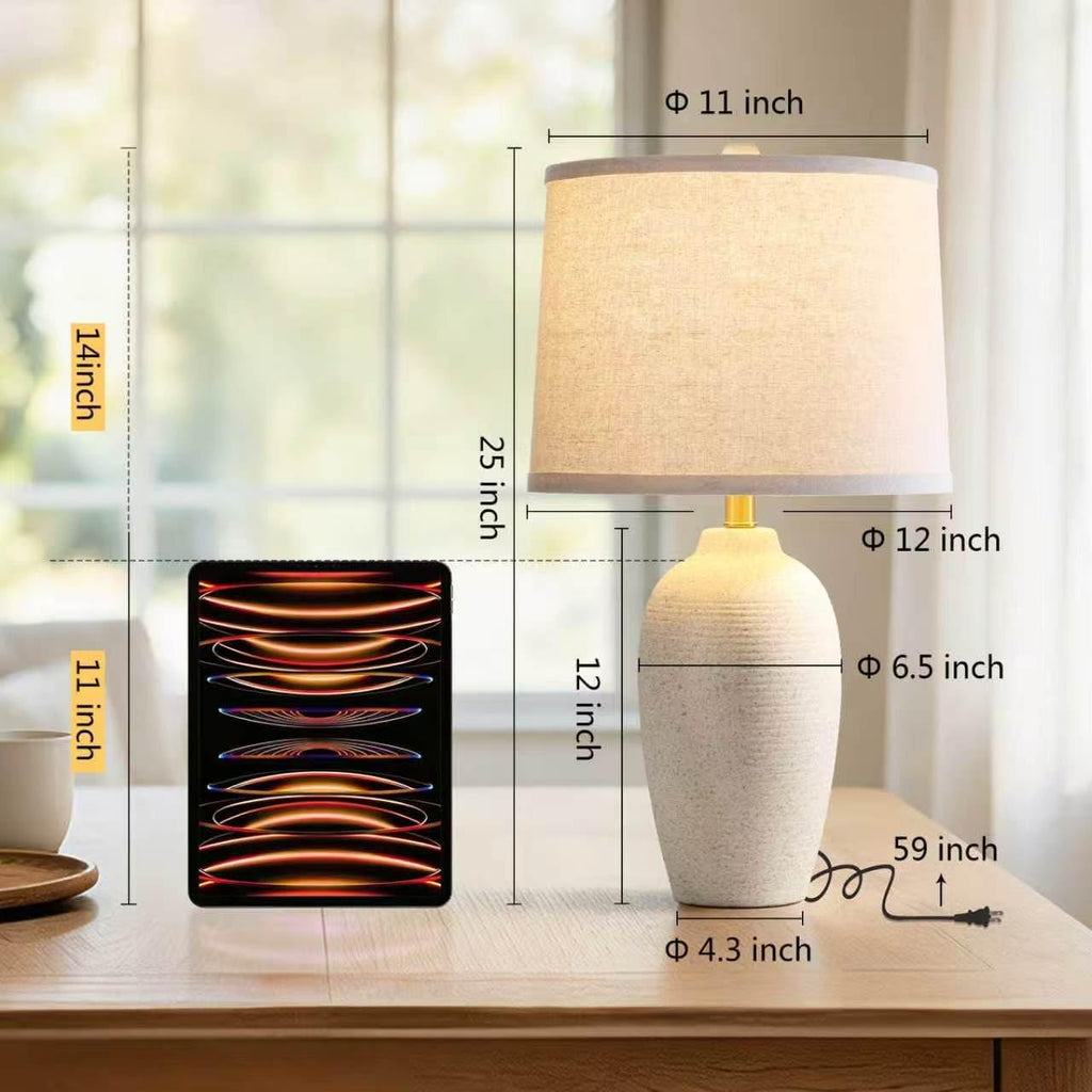 25" Modern Traditional Ceramic Table Lamp with Gray Spots