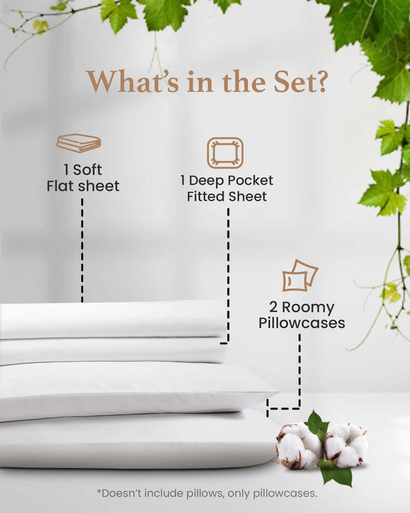 100% Egyptian Cotton RV Short King Sheets 72 x 75, 4 Piece White Sheet Set