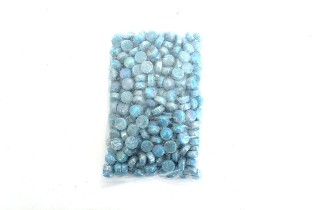 12mm (Approx. 1/2 Inch) Mosaic Tile, 1 Pound (16 oz. Bag) (1 Pound, Iridescent Light Blue (Round))
