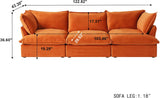 122.82" Cloud Sectional Couch for Living Room, Modular 3 Seater Sofas, Convertible Sectional Couches, Cushion Covers Removable, Two Corners and One Middle Sofa for Living Room (Orange) A124-B0F1JPRJ79