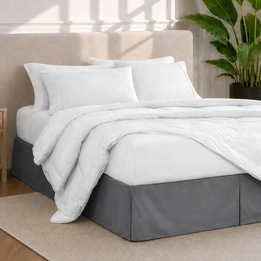 Bed Skirt 15-Inch Drop 1800 Ultra-Soft (, Grey)