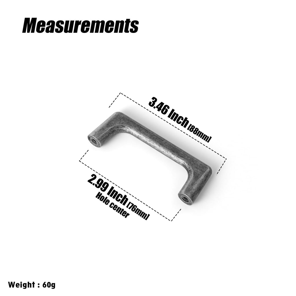 Weathered Nickel Cabinet Pullls with 3 ''(76mm Hole Centers- Retro Style Zinc Alloy Cabinet Handles for