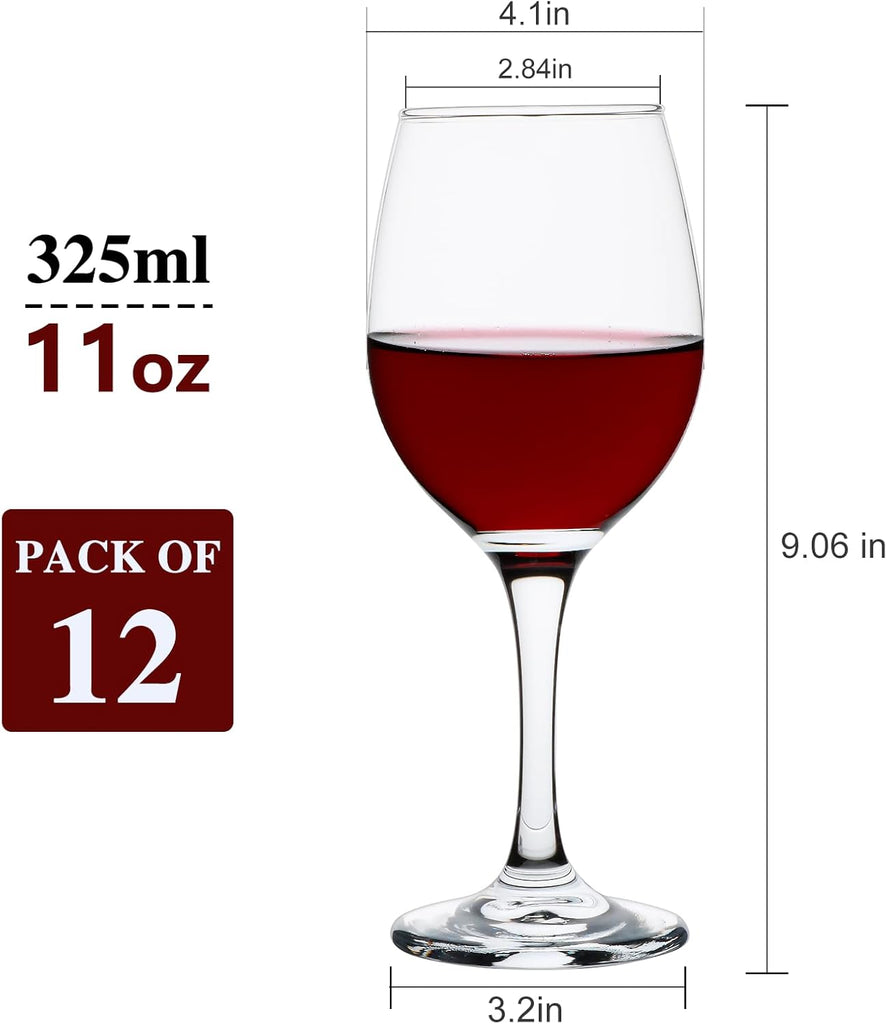 Wine Glasses Set of 12, 11 oz Clear Wine Glass Set, Red/White Wine Glasses with Pretty Gift Box for
