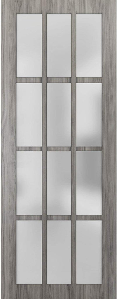 Slab Barn Door Panel Frosted Glass 12 Lites | Felicia 3312 Ginger Ash Grey | Sturdy Finished Doors |