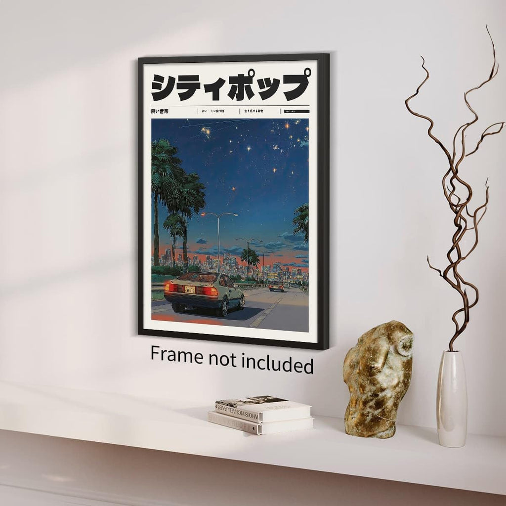 Vintage Japanese Canvas Wall Art 90s Vaporwave Aesthetic Prints Asian Music Posters Modern Ukiyo-e Decor Artwork