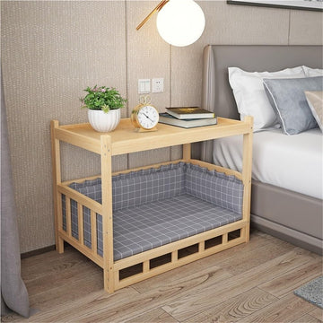 Dog Bed Wood Platform, Elevated Pet Cushion Bed(23.6 X 17.7 X 25.6IN)