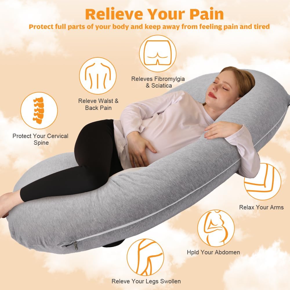Pregnancy Pillow, C Shaped Full Body Pillow Maternity Pillow for Women 55 inch, Pregnancy Pillows for Sleeping