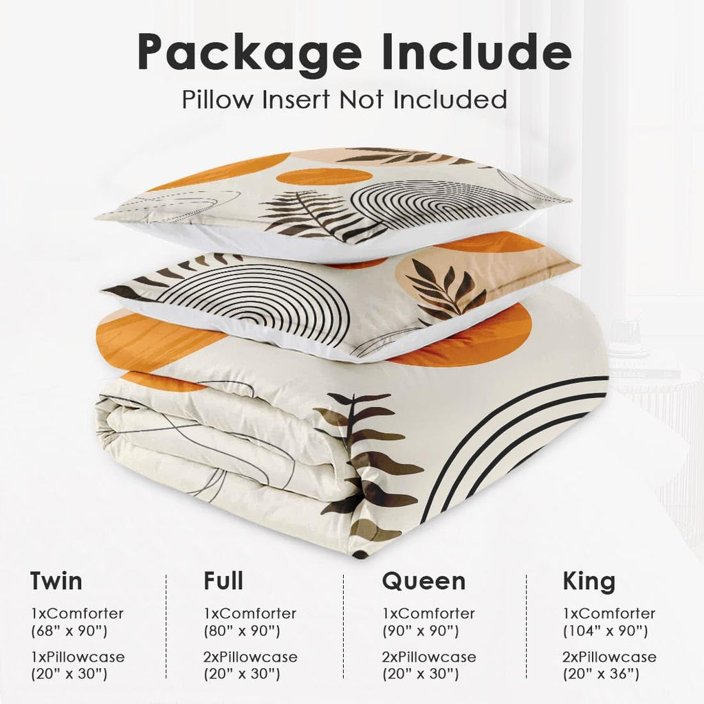 Queen Comforter Set, 3 Pieces Boho Geometric Bedding, All Season