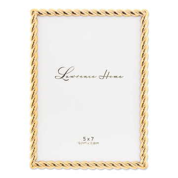 Metal Frame, Rope Design, Gold, 5x7