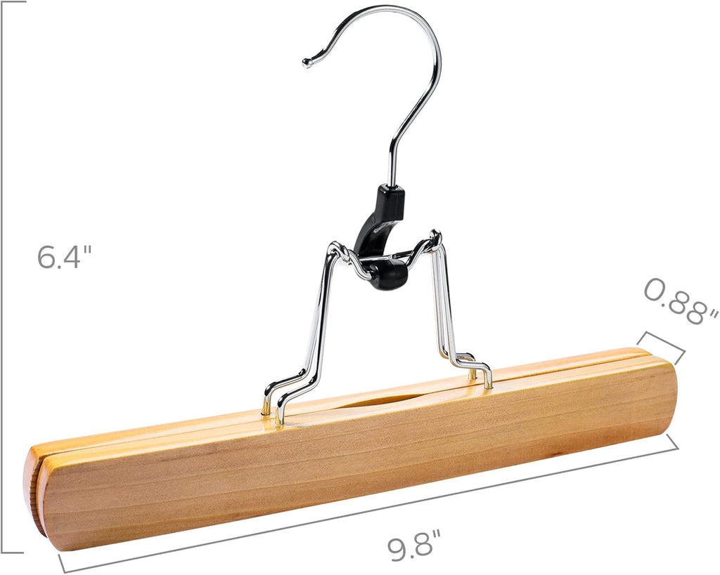 Wooden Pants & Skirt Hangers with Adjustable Clips, Natural (Natural Wood, Pack of 20)