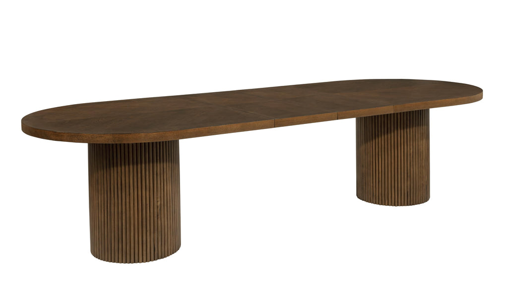 Dobby 90"-123" Extendable Oval Wooden Dining Table, Brown