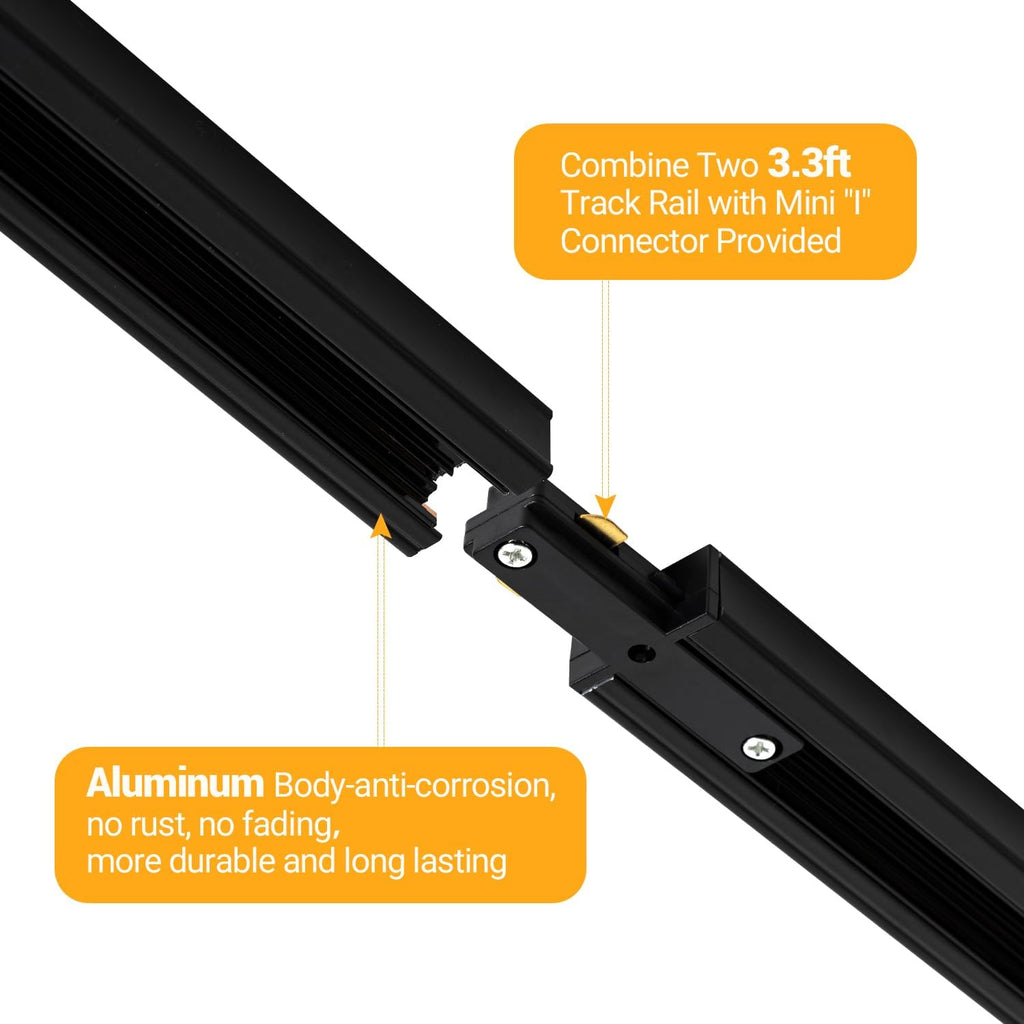 6 Lights Remote Control LED Track Lighting Kit Dimmable, 10W Black