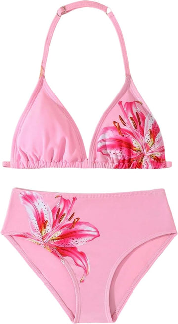 Girl's 2 Piece Bathing Suit Halter Triangle Swimsuit Bikini Sets