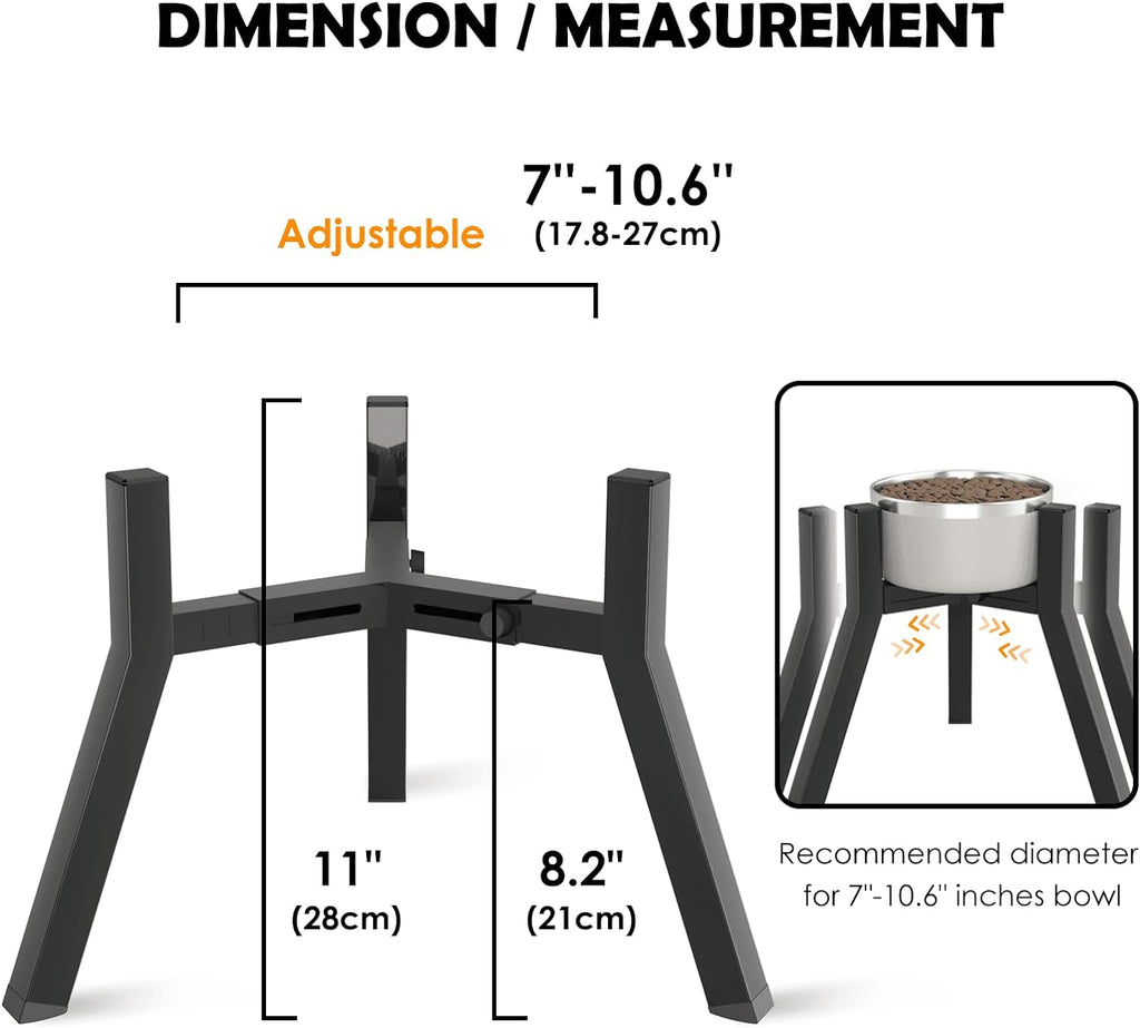 Dog Bowl Stand for Medium Large Dogs, Adjustable Width Elevated Dog Bowls 7-10.6", Raised Dog Food Water Bowls, 11