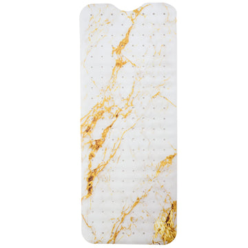 Non-Slip Bath Mat and Shower Mat 40x16 Long, Marble White Gold