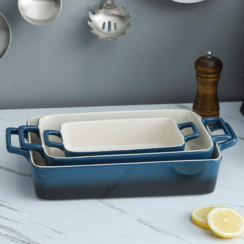 Bakeware Set, Ceramic Baking Dish, Rectangular Baking Pans Set, Casserole Dish for Cooking, Cake Dinner, Kitchen