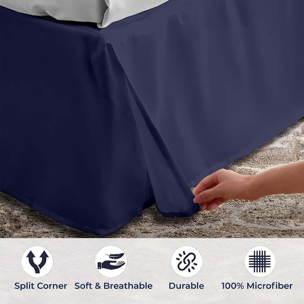 10 inch Drop Bed Skirt Twin Size - Platform Style with Secure Fit, Classic Tailored Look, Elegant Pleated Style Dust