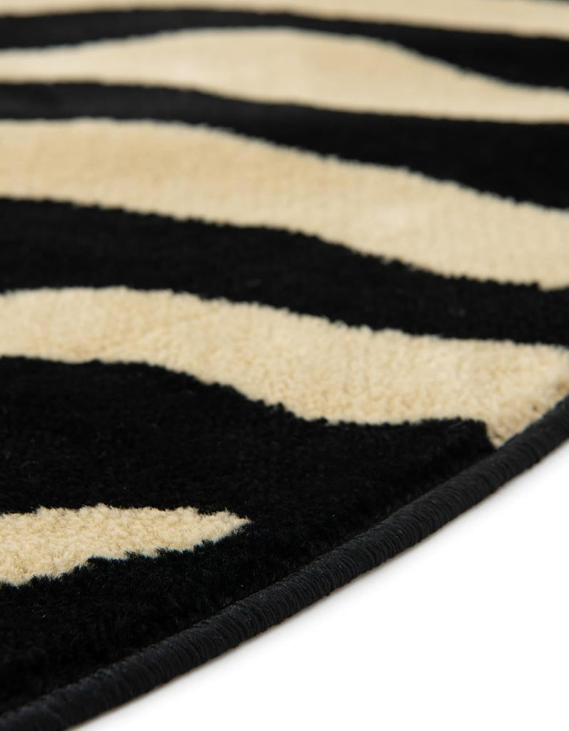 Savannah Rug - 5' Oval Black Easy-Clean Rug Modern Zebra Print s and Bedrooms