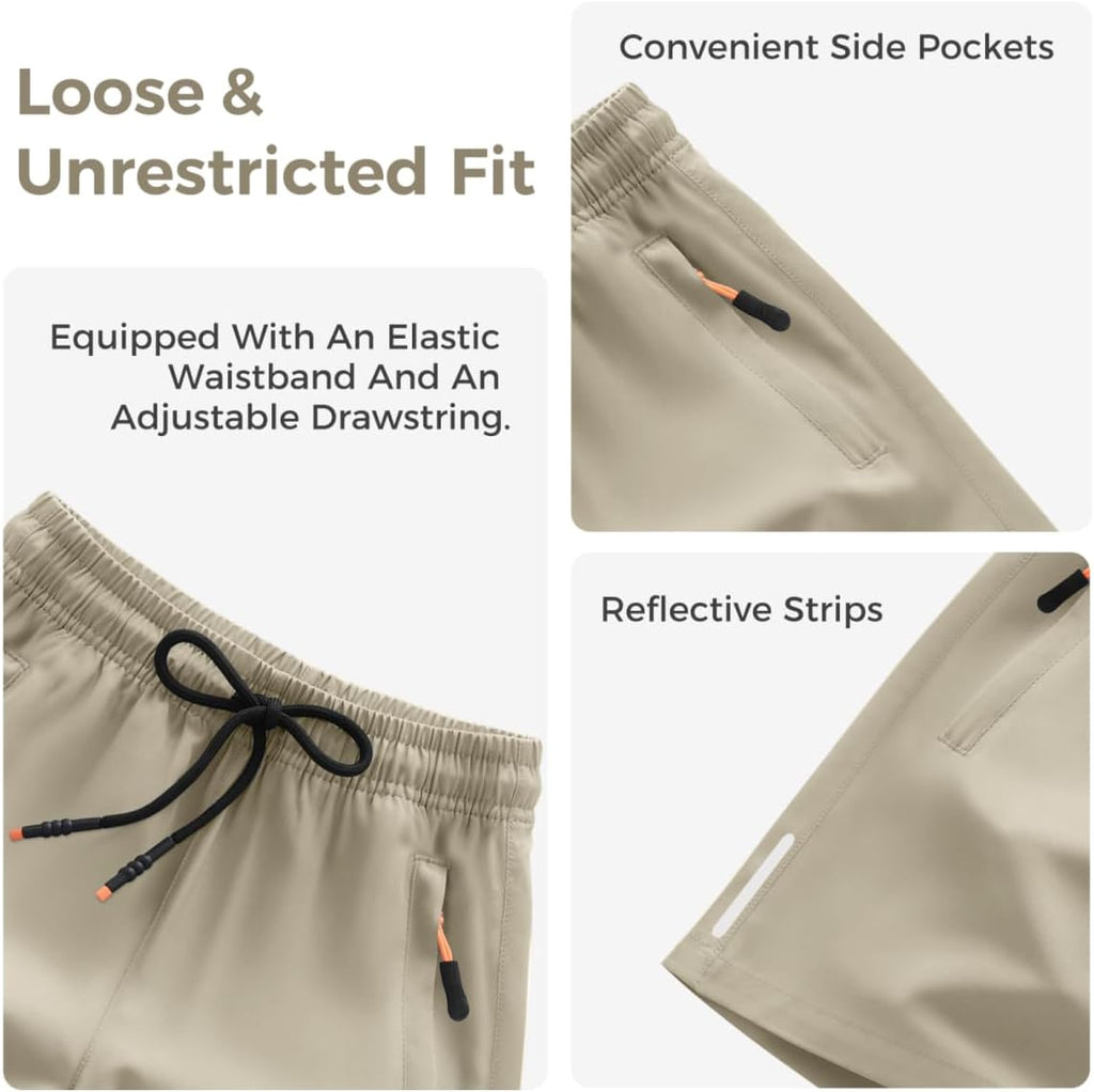 Boys Shorts Quick Dry Athletic Running Shorts with Zipper Pockets