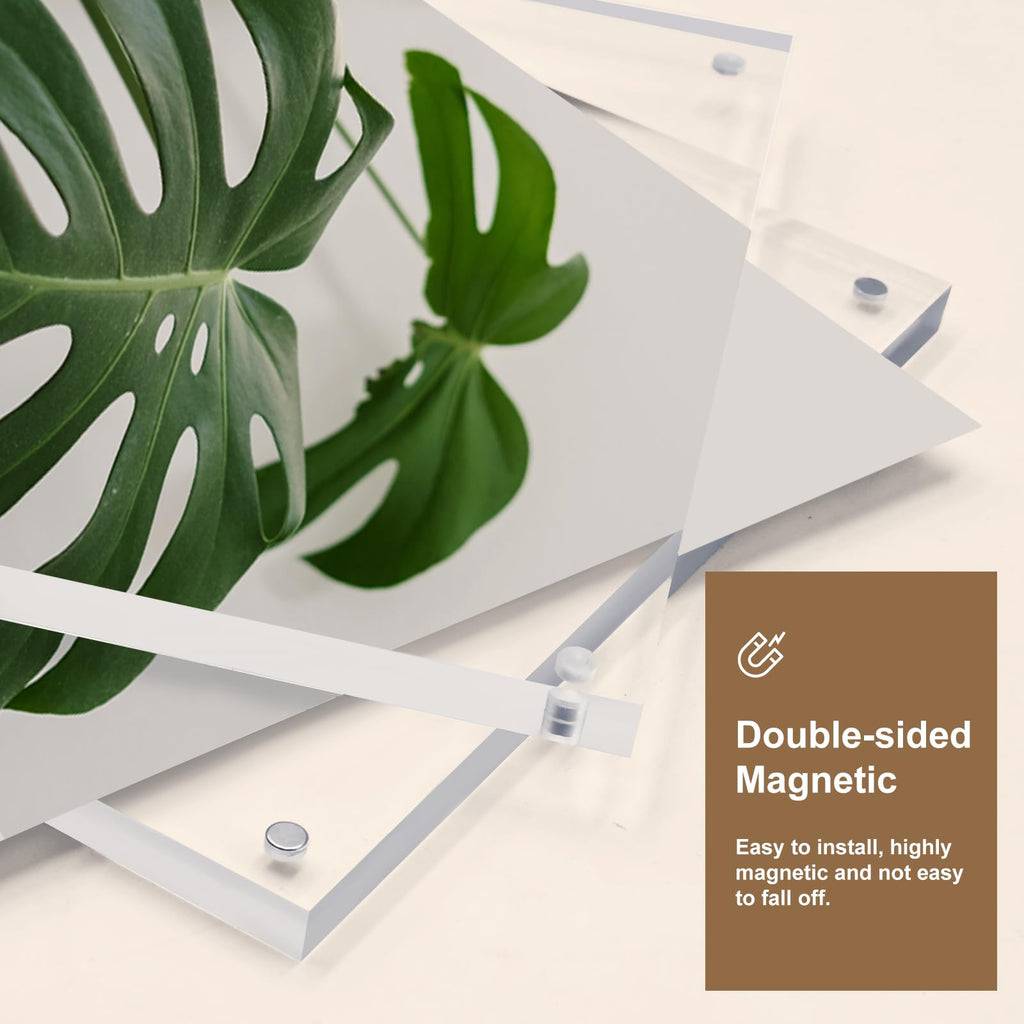 5x7 Acrylic Frames 6 Pack, 20mm Thicker Frameless Clear Picture Frames, Double Sided Magnetic Picture Frames, Free