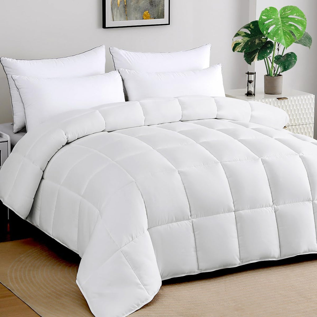 Soft Oversized King Comforter 120"x120" Marshmallow Lightweight Quilted Down Alternative All Season Mellow Sleep 8