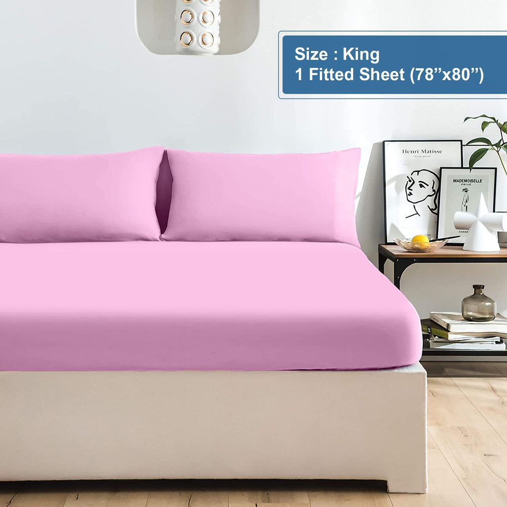 100% Cotton Jersey Fitted Sheet, King, Pink, 16 Inch