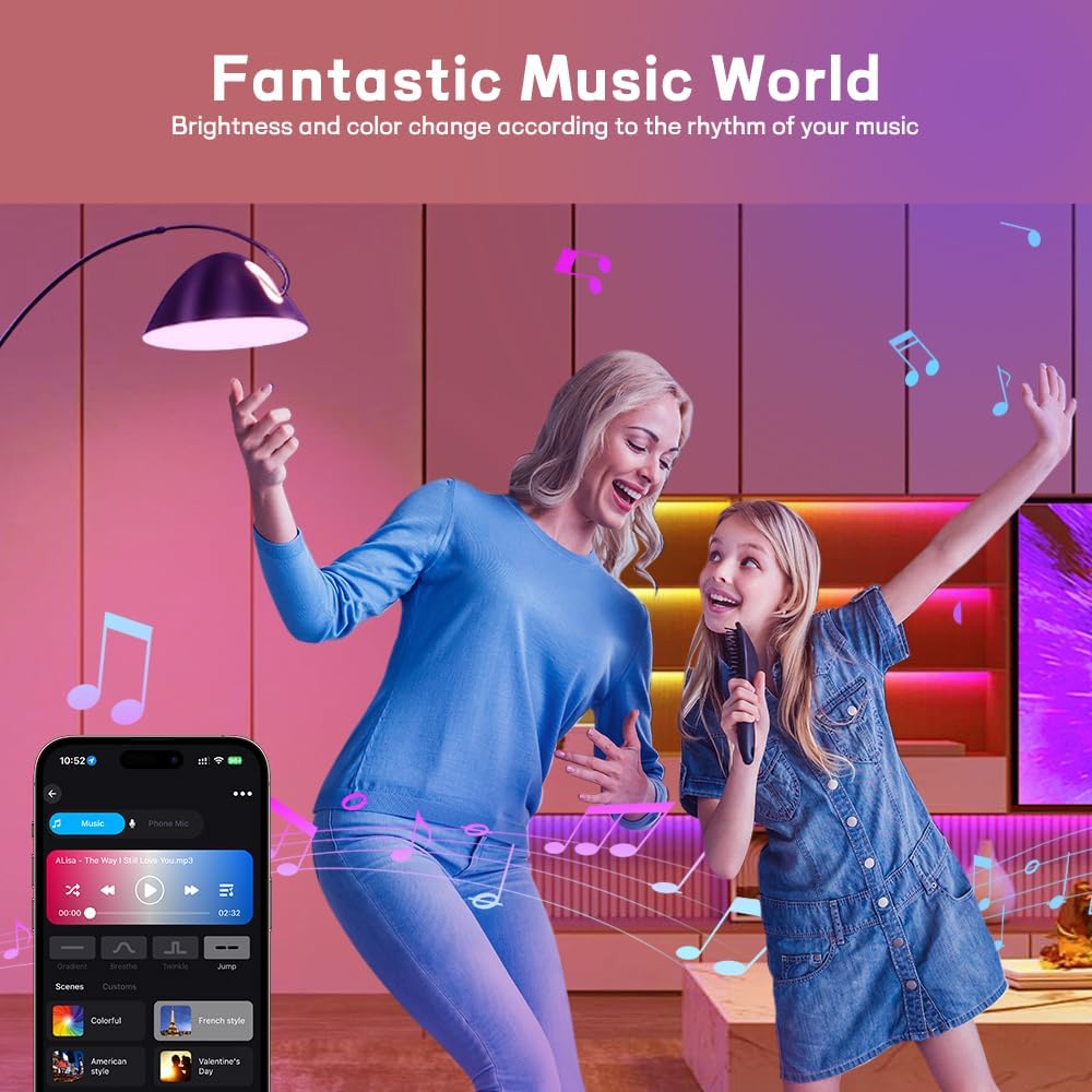Smart Led Light Bulbs, Wi-Fi Magic Home Light Bulbs for Alexa & Google Assistant, E26, A19 Music Sync Color Changing