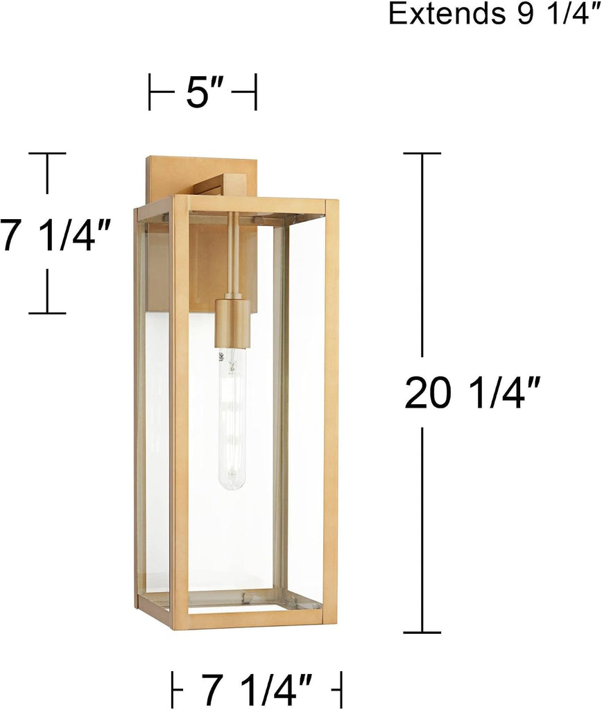 Titan 20 1/4" Soft Gold Clear Glass Modern Outdoor Wall Lantern