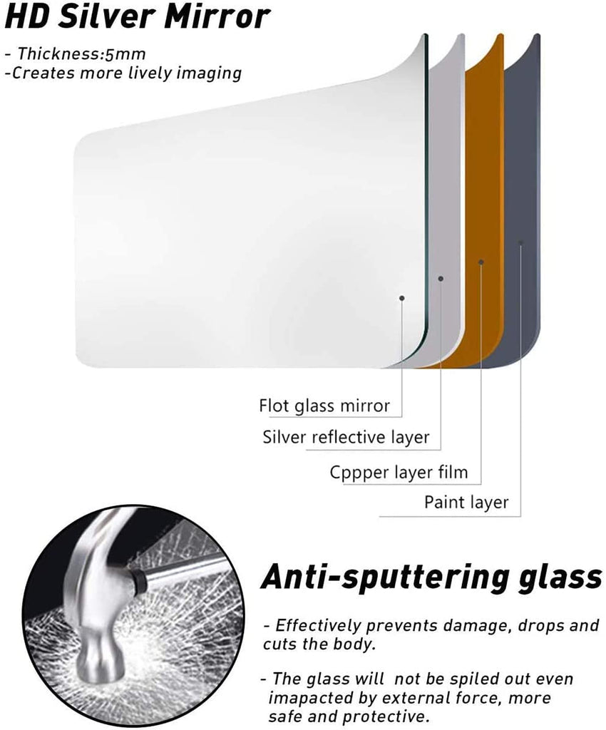 Wall Mounted Mirror, 30"x20" Rectangular Window Pane Mirror (White)