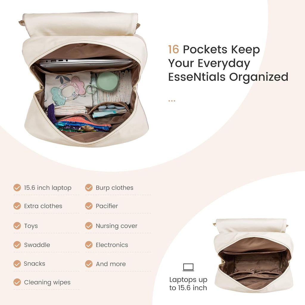 Diaper Bag Backpack, Baby Travel Bags for Boys & Girl, Toddler Waterproof Diaper Bag w/Changing Pad (Beige khaki