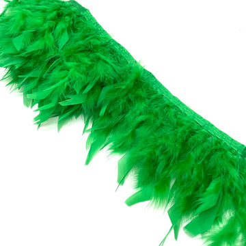 Turkey Feathers Fringe Trim for Party Clothing DIY Sewing Crafts Decoration Pack of 2 Yards (Dark Green)