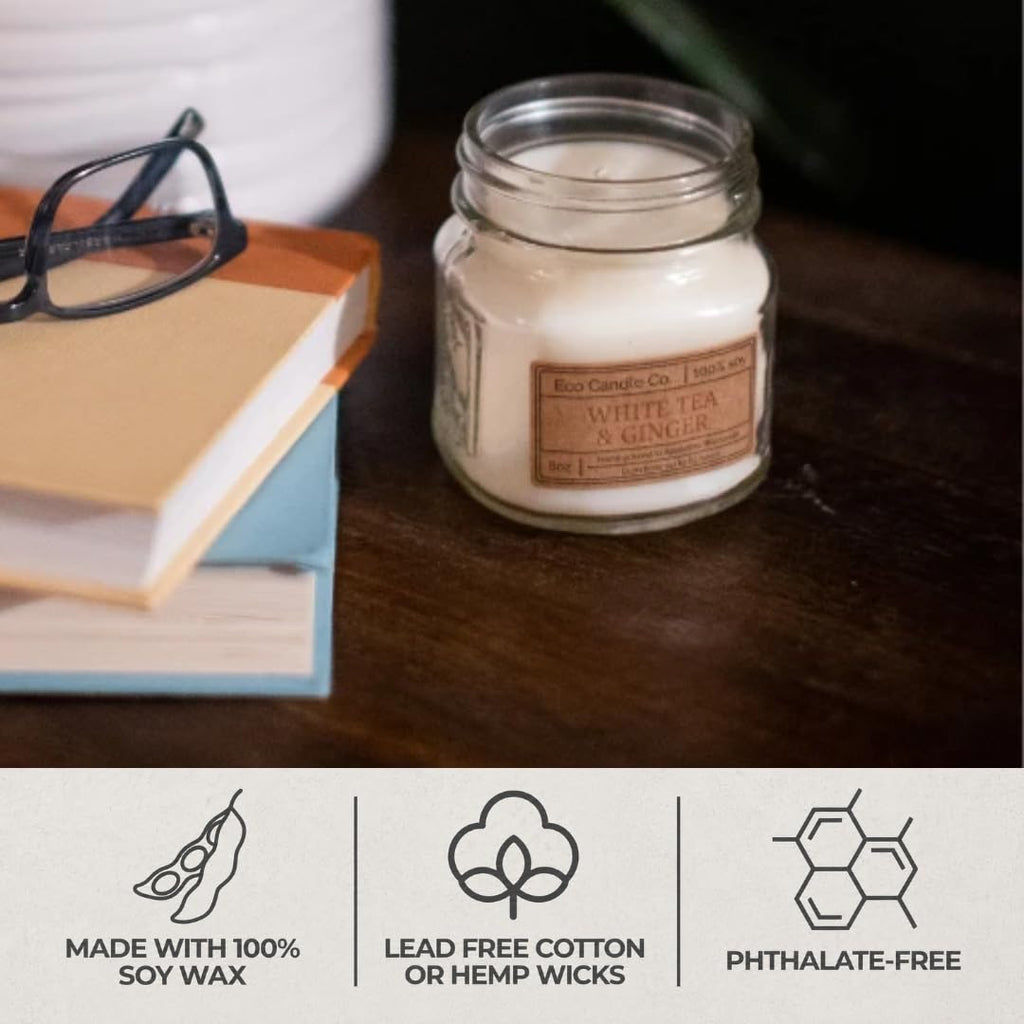 Mason Jar Candle, Citrus Squeeze, 8 oz. - Scents of Orange, Tangerine, Grapefruit, Lemon, & Lime - 100% Soy Wax, No
