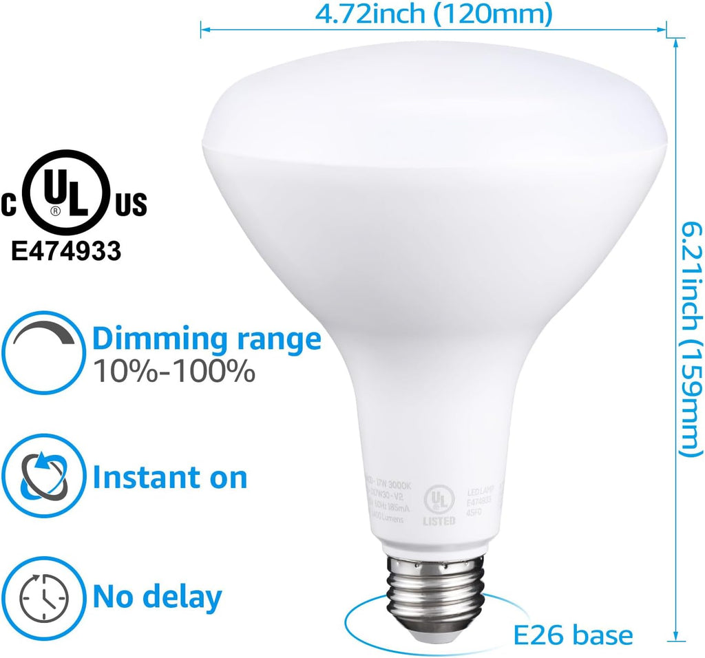 BR40 LED Light Bulbs Indoor Flood Light Bulbs 3000K